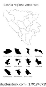 Bosnia map with shapes of regions. Blank vector map of the Country with regions. Borders of the country for your infographic. Vector illustration.