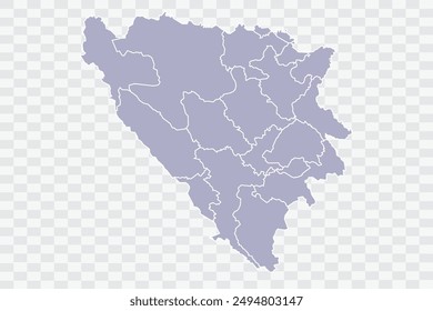 Bosnia Map silver Color on White Background quality files Png