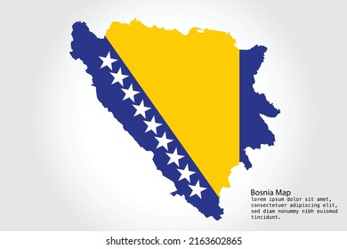 Bosnia Map stripes. Vector illustration Color on White Backgound