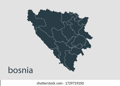 bosnia map vector, Abstract design vector illustration Eps 10. Navy color.High Detailed on white background.