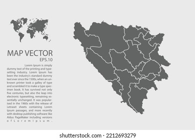 Bosnia map vector, Abstract design vector illustration Eps 10. High Detailed on white background.