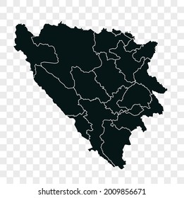 Mapa vectorial de Bosnia. color oscuro. aislado en un fondo transparente.
