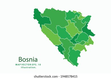 Bosnien-Karte. Vektor eps10. grüne Farbe. auf weißem Hintergrund.