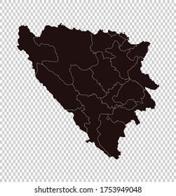 Mapa de Bosnia vector, color marrón aislado en fondo transparente