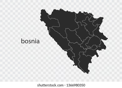 bosnia map vector, isolated on transparent background