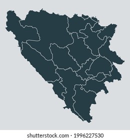 Bosnia map vector, isolated on gray background