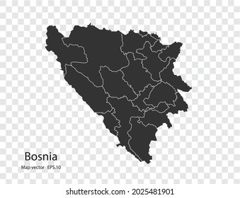 Bosnia map vector, isolated on transparent background