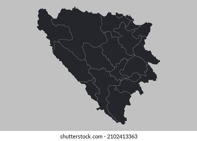 Bosnia map vector, isolated on gray background