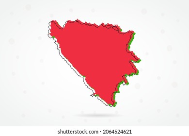 Bosnia Map - World Map International vector template with including red, green and black outline sketch isolated on white background - Vector illustration eps 10