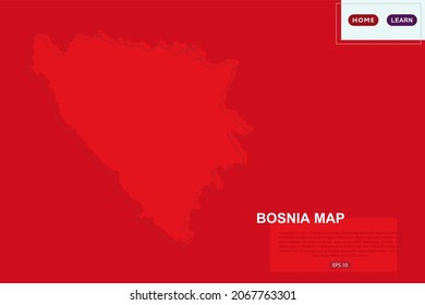 Mapa de Bosnia - Mapa Mundial Plantilla vectorial Internacional con color rojo y esbozo aislado en el fondo rojo para educación, diseño, sitio web, banner - Ilustración vectorial eps 10