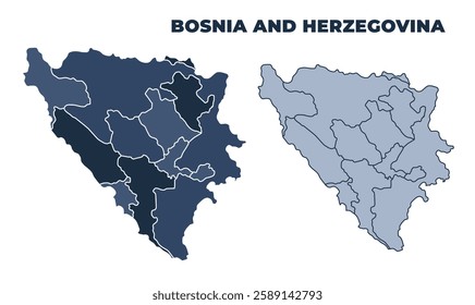 Bosnia political map with states border outline