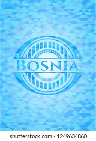 Bosnia realistic light blue emblem. Mosaic background