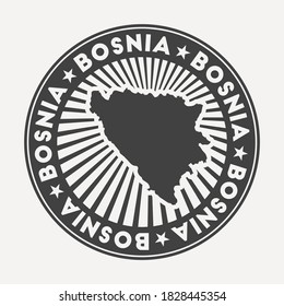 Bosnia round logo. Vintage travel badge with the circular name and map of country, vector illustration. Can be used as insignia, logotype, label, sticker or badge of the Bosnia.