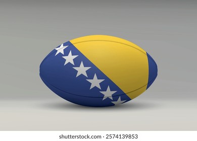 Bosnia rugby ball featuring the national flag design on a gray background