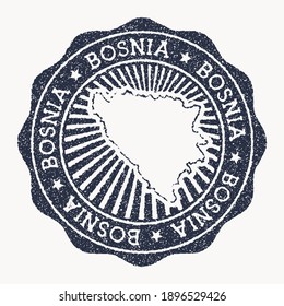 Bosnia stamp. Travel rubber stamp with the name and map of country, vector illustration. Can be used as insignia, logotype, label, sticker or badge of the Bosnia.