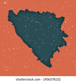 Bosnia vintage map. Grunge map of the country with distressed texture. Bosnia poster. Vector illustration.