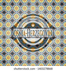 Bosnia-Herzegovina arabic style badge. Arabesque decoration.