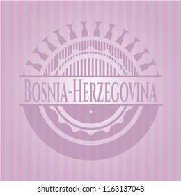 Bosnia-Herzegovina badge with pink background