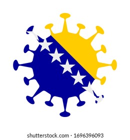 Marca de Bosnia en forma de virus. Signo de país. Ilustración vectorial.