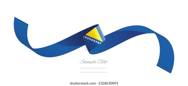 Bosnian Herzegovinian flag ribbon vector illustration. Bosnia and Herzegovina flag ribbon on abstract isolated on white color background
