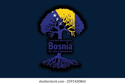 Bosnian roots and symbolism: a tree with the Bosnian flag, embodying national pride and love for nature	