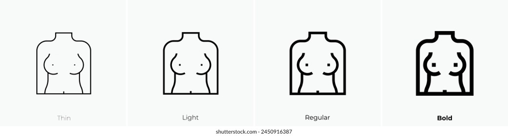 bosom icon. Thin, Light Regular And Bold style design isolated on white background