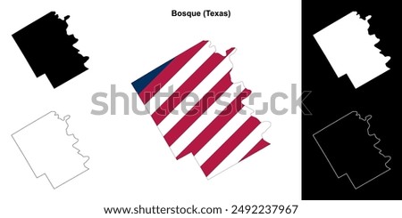 Bosque County (Texas) outline map set Foto stock © 
