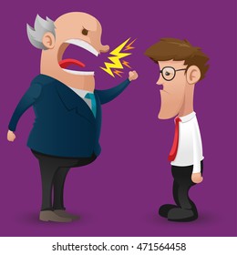 Boss Anger Scold Employee Cartoon Vector