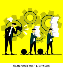Boss angry and blames his employee. Illustration Vector