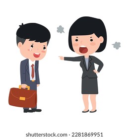 Boss Angry pointed his finger with businessman