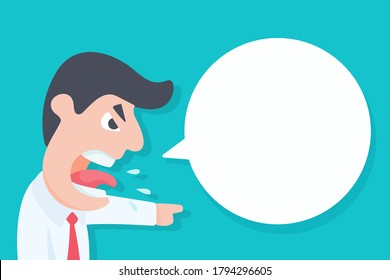 The boss was angry and scolded the staff by shouting loudly. With his speech text box.