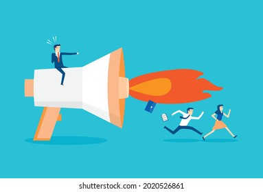 Boss is angry that the employee is late for work, Vector illustration design concept in flat style