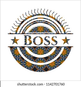 Boss arabesque emblem background. arabic decoration.