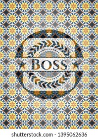 Boss arabesque style badge. arabic decoration.