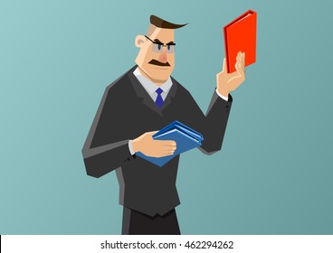 boss assign new project from red files. Business illustration concept.