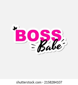 Boss Babe Girl Businesswoman Leadership Typography Icon Label Design Vector