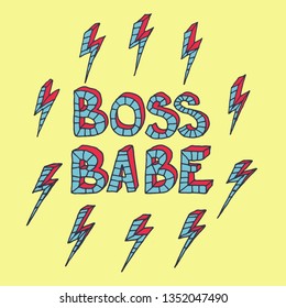 boss babe printed tee ,typography lettering for t shirt vector illustration - Vector