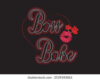 Boss Babe Rhinestone for t-shirts, hoodies, jackets, tote bags, caps, phone cases, heat transfer or rhinestone applications on fabrics, DIY Projects, social media ads, clothing fabrics, web design
