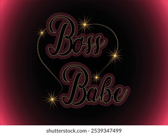 Boss Babe Rhinestone for t-shirts, hoodies, jackets, tote bags, caps, phone cases, heat transfer or rhinestone applications on fabrics, DIY Projects, social media ads, clothing fabrics, web design