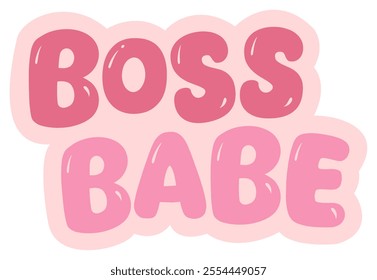 Boss babe sticker woman quotes wording inspirational motivational colorful pink slogan calligraphy 