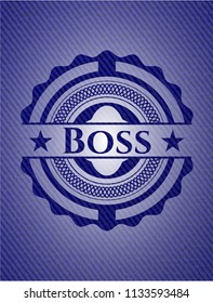 Boss badge with denim background