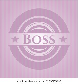 Boss badge with pink background