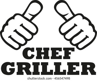 Boss of the bbq with thumbs - german