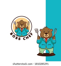 boss bear is a chef logo template