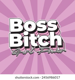 boss bitch sassy girl boss typography pink retro style designs posters cards