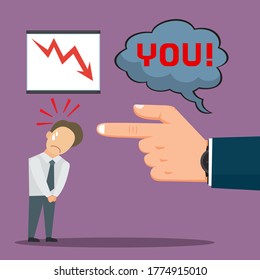 Boss Blaming Male Employee Failure, illustration vector cartoon