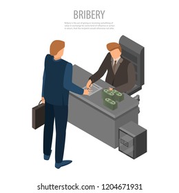 Boss bribery concept background. Isometric illustration of boss bribery vector concept background for web design