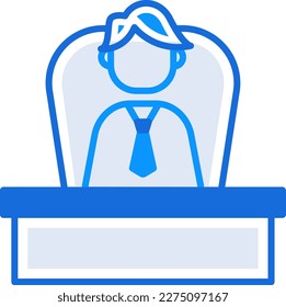 Boss business people icon with blue outline style. boss, business, manager, person, people, team, office. Vector Illustration