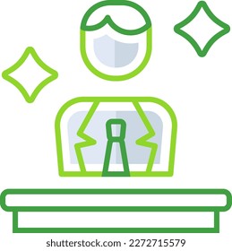 Boss business people icon with green outline style. boss, business, person, manager, people, office, leader. Vector Illustration