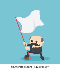 boss businessman holding success flag standing 